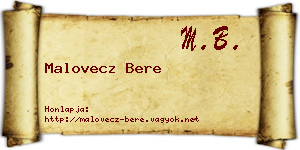Malovecz Bere névjegykártya